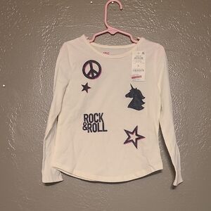 Epic Threads Kids White Long Sleeve Shirt with Rock & Roll Design Size 5 NWT